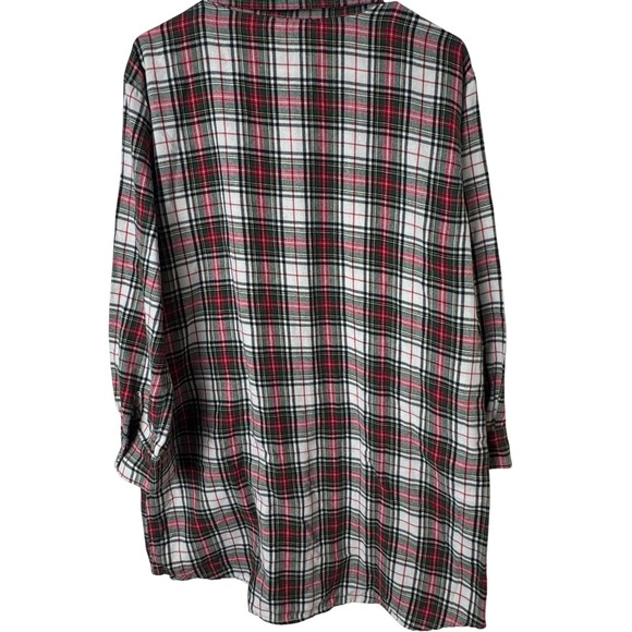 Lauren Ralph Lauren Nightshirt Womens L Red Green Plaid Flannel Crest 8131538 - Picture 5 of 7